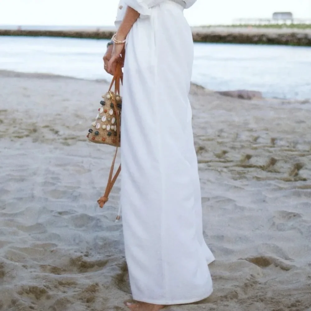 Timeless & classy essential button down & wide leg pants. Worn for 1 hour only. - Picture 4 of 9